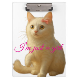 Aesthetic Coquette White Cat I'm Just a Girl Clipboard
