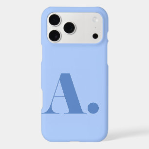 Aesthetic Cornflower Blue Minimalist Initial Lette iPhone 17 Pro Max Case