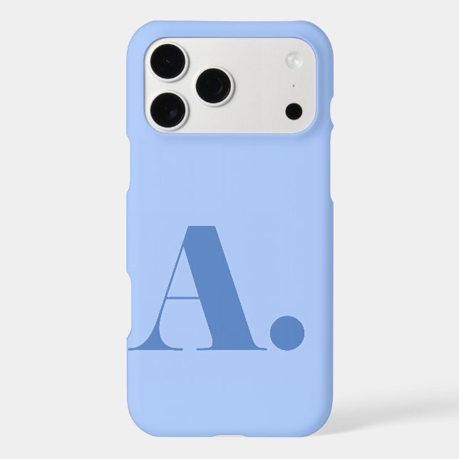 Aesthetic Cornflower Blue Minimalist Initial Lette iPhone Case (Back)