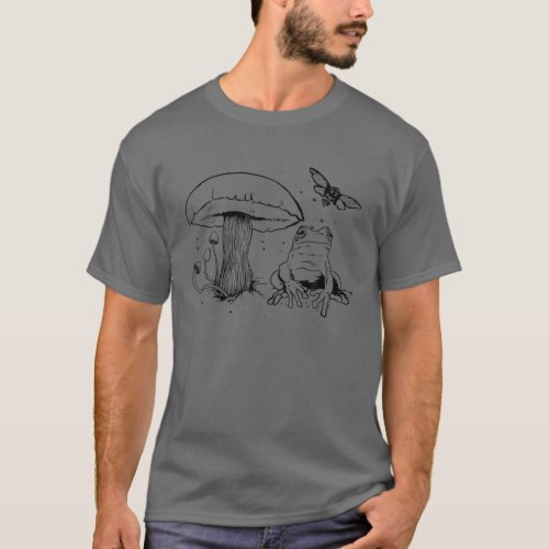 Aesthetic Cottagecore Cute Frog Mushroom Cute Butt T_Shirt