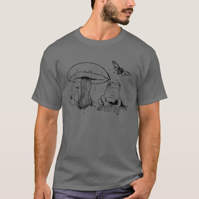 Aesthetic Cottagecore Cute Frog Mushroom Cute Butt T-Shirt (Front)