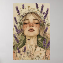 Aesthetic Cottagecore Girl Art Print