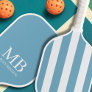 Aesthetic Country Club Blue Stripes Monogram Cute Pickleball Paddle