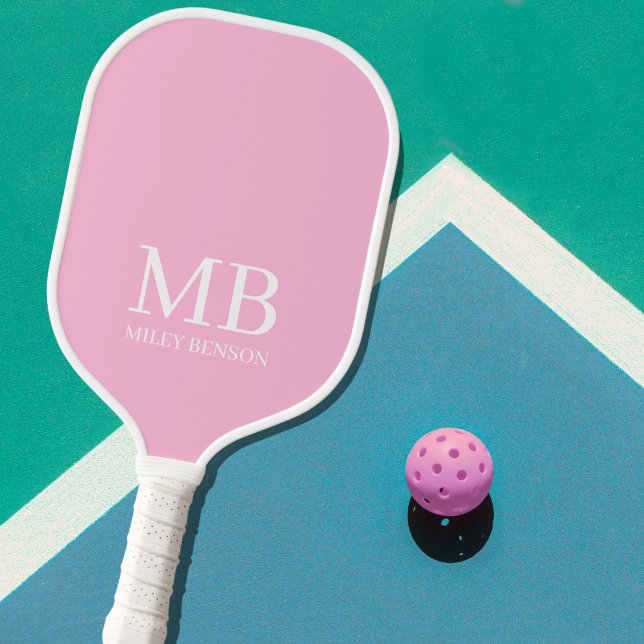 Aesthetic Country Club Pink Stripes Monogram Cute Pickleball Paddle