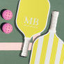 Aesthetic Country Club Yellow Stripes Monogrammed Pickleball Paddle
