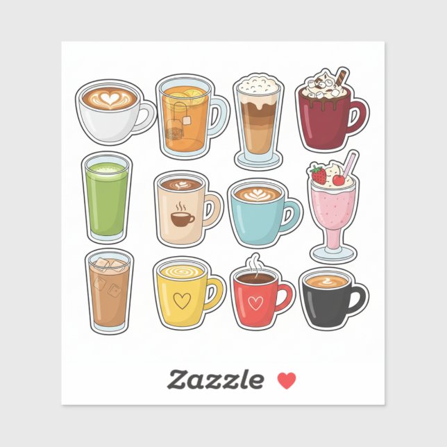 Aesthetic Cozy Beverages Mug Collection Sticker (Sheet)