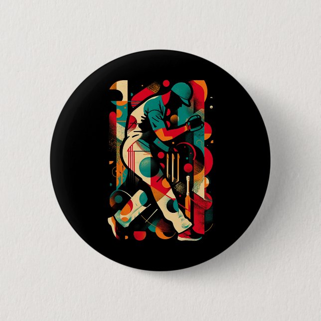 Aesthetic Cricketer On Athletic Sports Cricket  Button (Front)