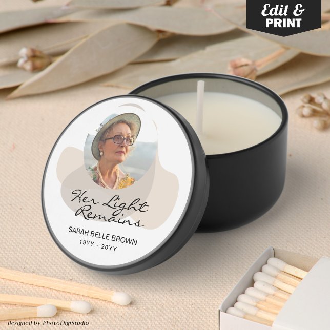 Aesthetic Custom Photo Candle Funeral Memorial  Mini Candle Favors (Aesthetic Custom Photo Candle Funeral Memorial Mini Candle Favors)