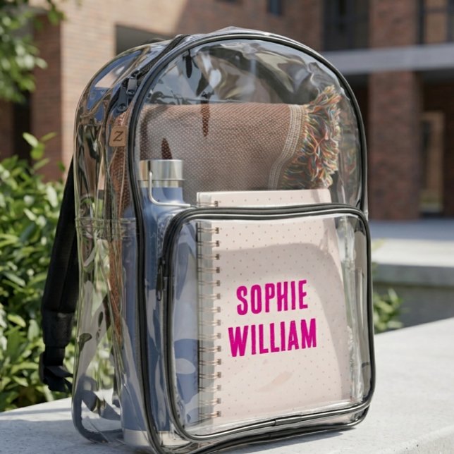 Aesthetic Custom Pink Girly Name  Clear Backpack (Creator Uploaded)