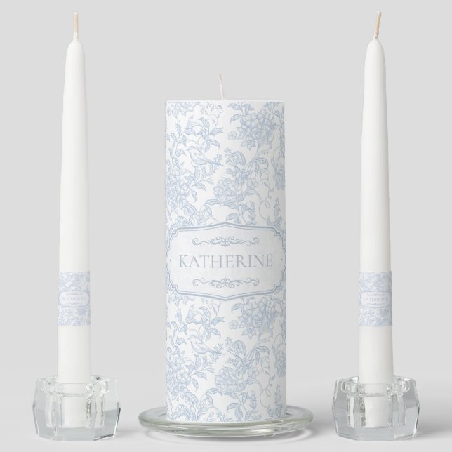 Aesthetic Cute Floral Patter Custom Unity Candle Set (Front)