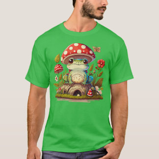 aesthetic cute frog on Mushroom 1 T-Shirt