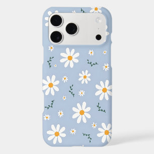 Aesthetic Daisy Floral Pattern Baby Blue Trendy iPhone 17 Pro Max Case