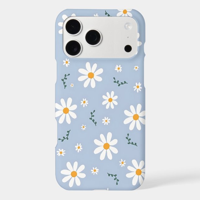 Aesthetic Daisy Floral Pattern Baby Blue Trendy iPhone Case (Back)