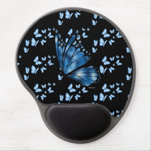 Aesthetic Dark Blue Butterfly Gel Mouse Pad
