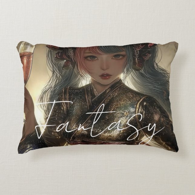 Aesthetic / Dark Fantasy Girl Accent Pillow (Front)
