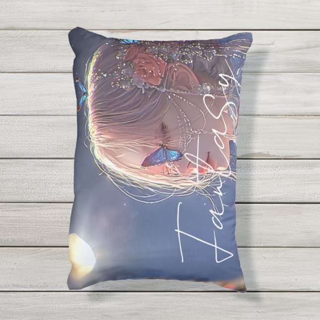 Aesthetic / Dark Fantasy Girl Outdoor Pillow (Back(Vertical))