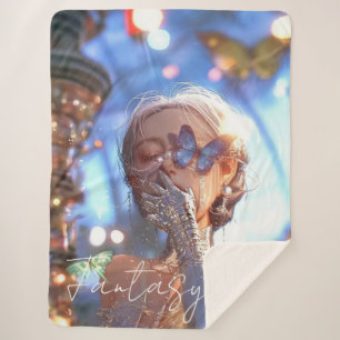 Aesthetic / Dark Fantasy Girl Sherpa Blanket