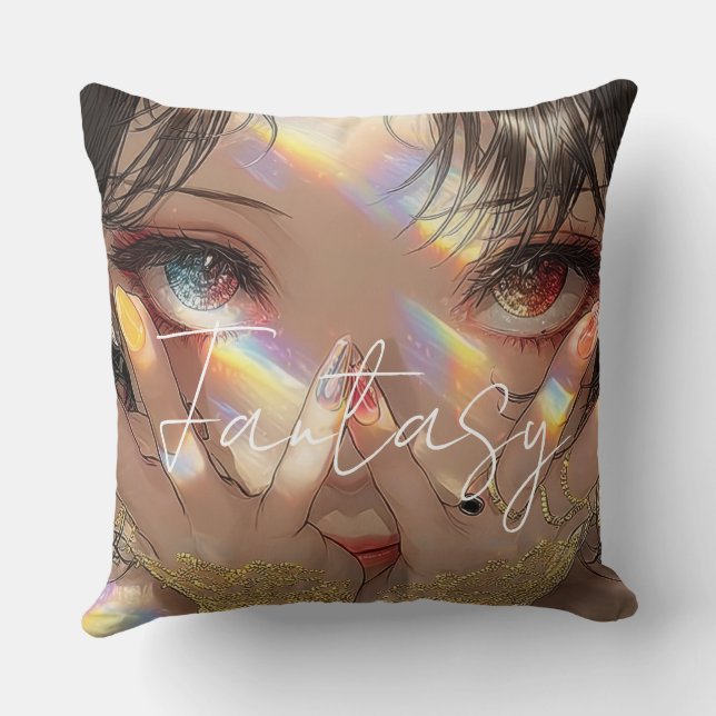 Aesthetic / Dark Fantasy Girl Throw Pillow (Back)