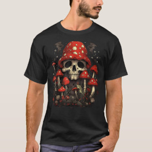 Aesthetic Dark Forest Cottagecore Mushroom, Skull T-Shirt