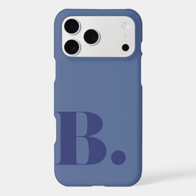 Aesthetic Denim Blue Minimalist Initial Letter B iPhone Case (Back)