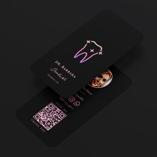 Aesthetic Dental Clinic Dentist Pink Black Business Card