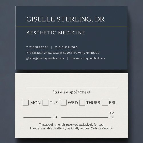 Aesthetic Doctor Office Appointment Reminder Card