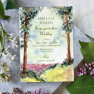 Aesthetic dreamy forest woodland garden wedding  invitation