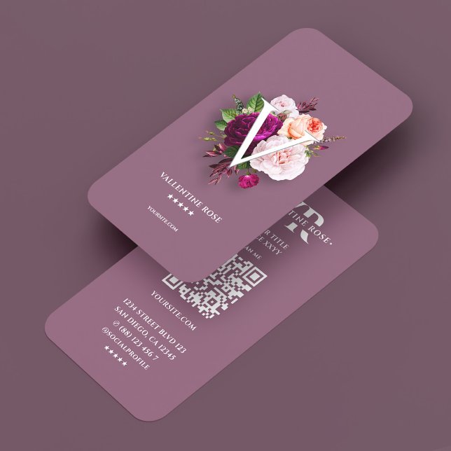 Aesthetic Dusty Pink Initials Floral Bouquet Business Card (Aesthetic Dusty Pink Initials Floral Bouquet Business Card
)