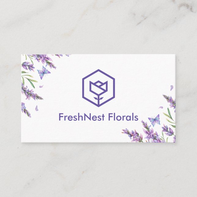 Aesthetic Elegant Lavender Floral Soft Watercolor  Business Card (Front)