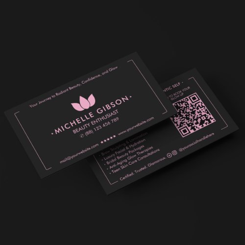 Aesthetic Esthetician Pink Black Beautician Beauty Business Card
