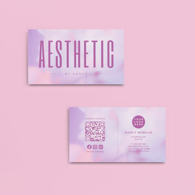 Aesthetic Esthetician Purple Holographic Business Card (Creator Uploaded)