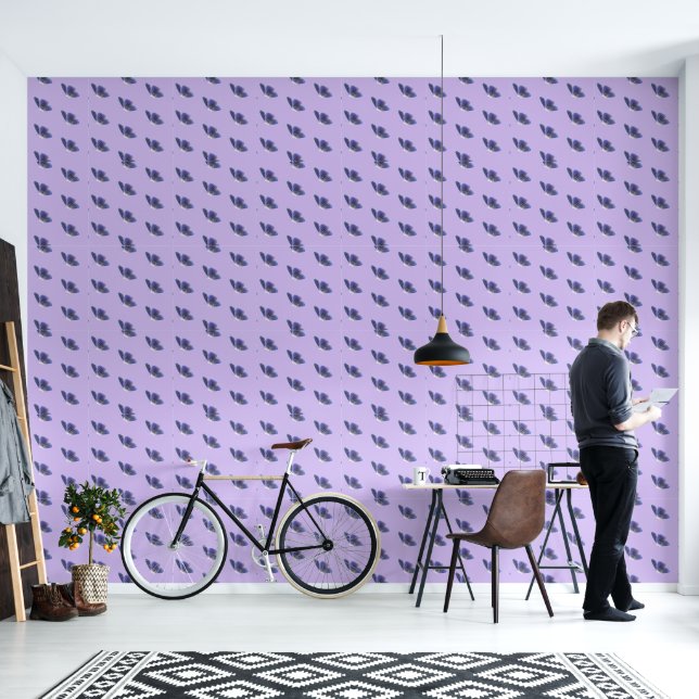 Aesthetic Ethereal Lavender Butterfly Pattern  Wallpaper (Living Room)