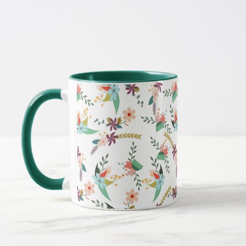 Aesthetic Fall Floral Pattern Two-Tone Coffee Mug
