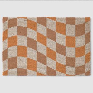 Aesthetic Fall Wavy Checkerboard Coir Doormat Fiber Doormat
