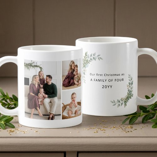Aesthetic Family of Four First Christmas Photo Coffee Mug