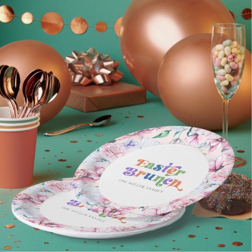 Aesthetic Fflowers Easter Brunch Retro Typography Paper Plates
