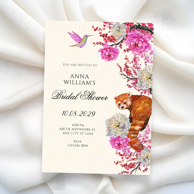 Aesthetic flora fauna spring bridal shower invitation (Creator Uploaded)