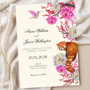 Aesthetic flora fauna spring wedding invitation
