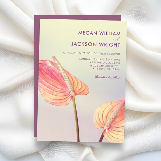 Aesthetic Floral Anthurium minimalist wedding Invitation (Creator Uploaded)