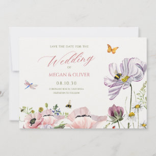 Aesthetic floral bloom bees save the date