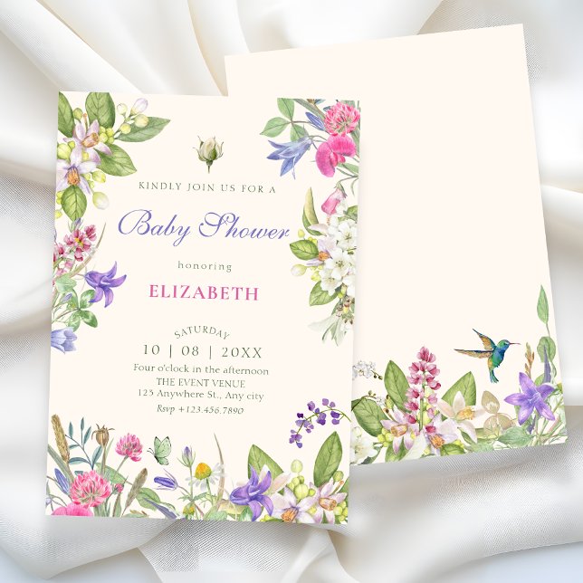 Aesthetic floral bloom garden baby shower invitation (Creator Uploaded)