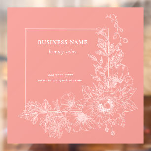 Aesthetic Floral Border Beauty Salon Peach Sign