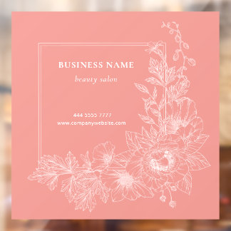Aesthetic Floral Border Beauty Salon Peach Sign