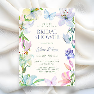 Aesthetic Floral butterflies bridal shower Invitation
