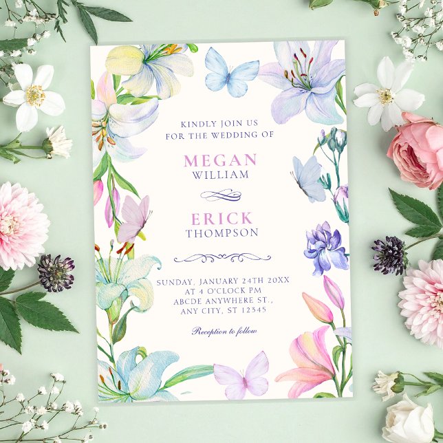 Aesthetic Floral butterflies wedding Invitation (Creator Uploaded)