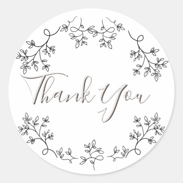 Aesthetic floral classic round sticker (Front)