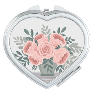 Aesthetic floral compact mirror