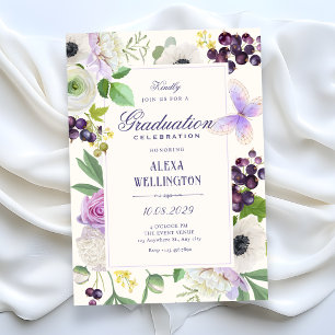 Aesthetic floral graduation invitation
