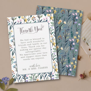Aesthetic Floral Hand Written Script Weddings Thank You Card