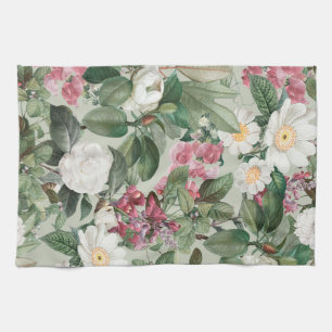 Aesthetic floral kitchen towel